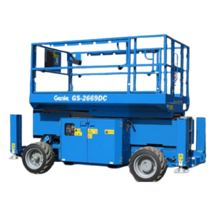 10 meter schaarhoogwerker ruw-terrein